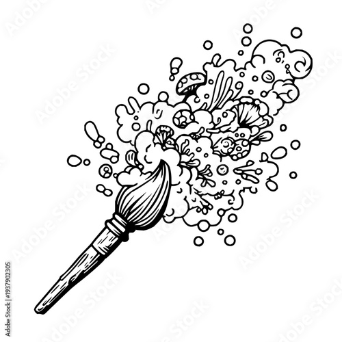 Paintbrush creating colorful artistic explosion creative art painting brush vibrant