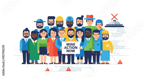 Diverse group of people protesting with a 'immediate action' sign