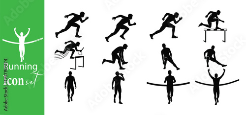 Running Sprinting and Track Athletics Activity Icon Set