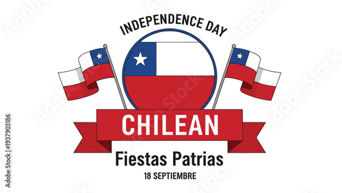 Chilean Independence Day or Fiestas Patrias is celebrated on September 18 with flags and patriotic symbols representing national pride.