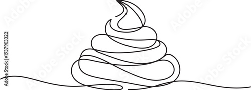 Whipped cream continuous single line drawing vector illustration.one line vector illustration with out background