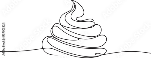 Whipped cream continuous single line drawing vector illustration.one line vector illustration with out background