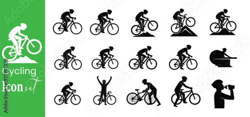 Professional Cycling and Mountain Bike Activity Icon Set