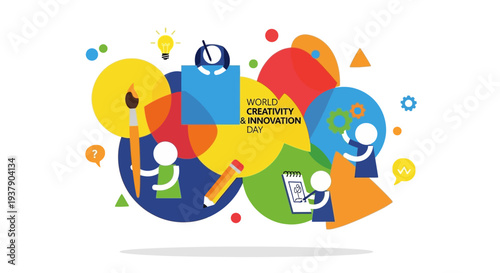 World Volunteers Day celebration with diverse people and creative elements