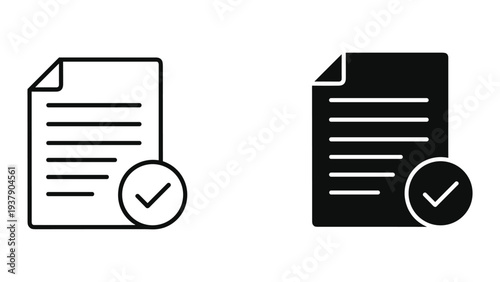 Document with Checkmark Icon - Verified, Approved, Completed, Accepted, Confirmed Status