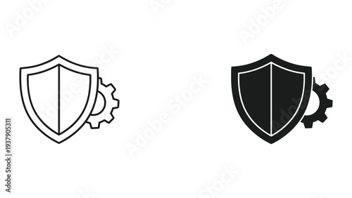 Shield and Gear Icon: Security System, Protection Mechanism, Data Safety, Cybersecurity Technology