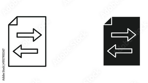 Document with Bidirectional Arrows Icon: Data Transfer, Exchange, Sync, Copy, Send, Receive