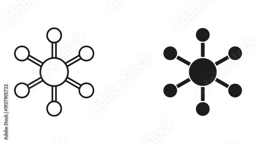 Network connection diagram, hub and spoke model, data sharing, interconnected nodes, communication technology