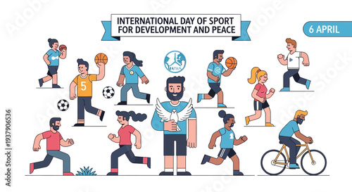 Diverse individuals engaging in various sports activities on International Day of Sport for Development and Peace