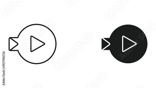 Play Button Icon - Outline and Filled Versions for Video, Music, and Media Playback Controls