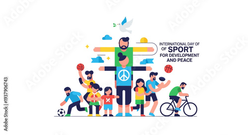 Vibrant illustration of diverse individuals engaging in various sports and fitness activities together