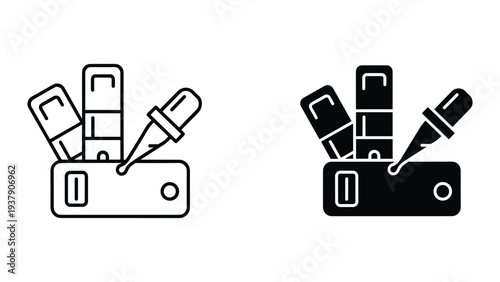 Color Palette Swatches and Dropper Pipette Icon Set - Design and Art Tool Concept