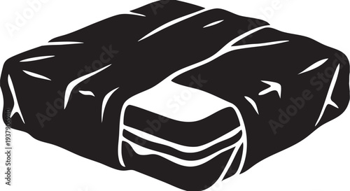 Sandwich Wrapped in Reusable Textured Bee's Wax Wrap, Plastic-Free Food Storage Silhouette