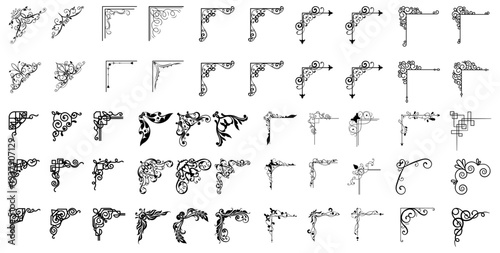 Decorative corner frame set. Vintage corner set. vector frame corners	