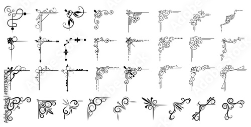 Decorative corner frame set. Vintage corner set. vector frame corners	