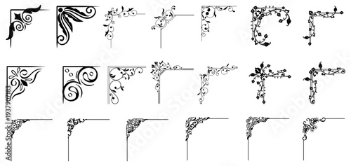Decorative corner frame set. Vintage corner set. vector frame corners	