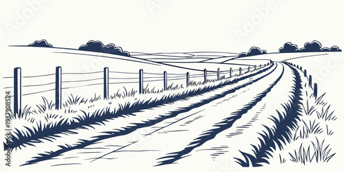 A serene winter landscape with snow-covered trees and a winding path Vector