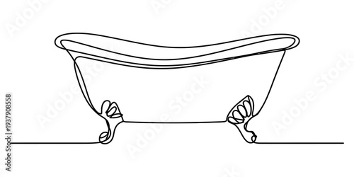 Vintage clawfoot bathtub, freestanding tub, bathroom fixture, home spa