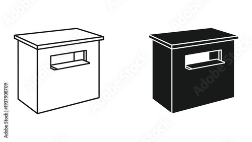 Bird Feeder Silhouette and Line Drawing Icon Set