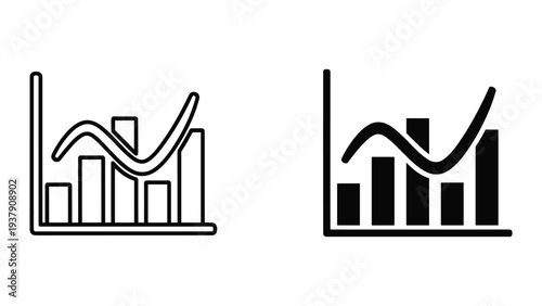 Bar Chart and Line Graph Icons: Business Growth, Data Analysis, Financial Performance, and Trends