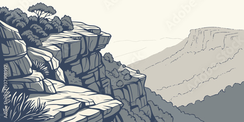 Majestic snow-covered mountain peaks under a clear blue sky Vector