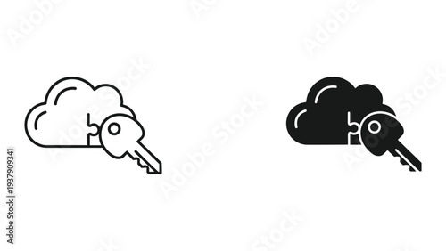 Cloud and Key Icons: Secure Cloud Computing, Data Access, and Access Control Concepts