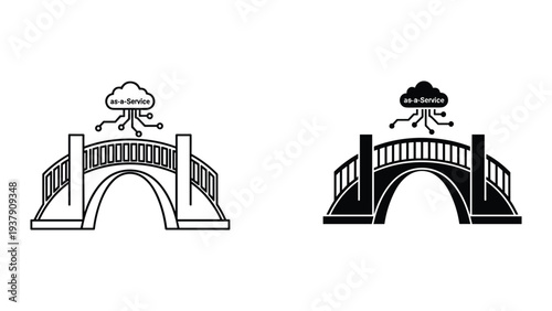 Cloud Computing "as-a-Service" Bridge Icon - Data Connection and Network Symbol