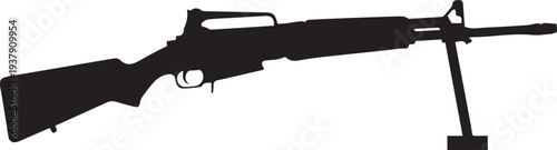Military rifle silhouette vector illustration line art weapon gun