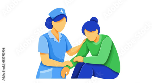 Medical assistant comforting distressed patient