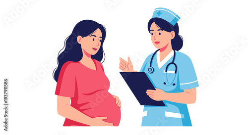 Obstetrician consulting with pregnant woman during prenatal checkup