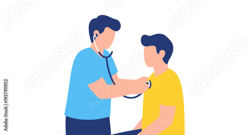 Physician conducting a physical exam by checking the patients heartbeat