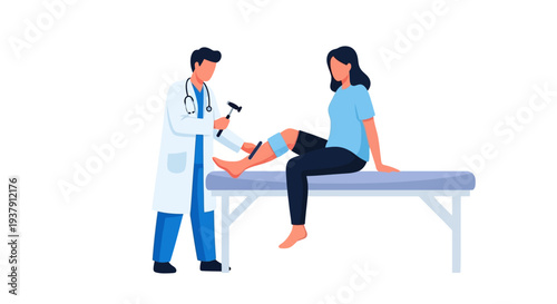 Practitioner testing patient knee reflex with hammer