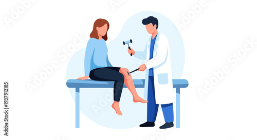 Practitioner testing patient knee reflex with neurological hammer