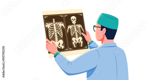 Specialist examining skeletal x-ray images