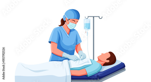 Surgical nurse preparing patient for operation