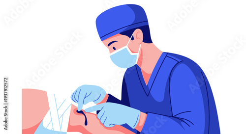 Surgical professional treating an open wound during a medical procedure