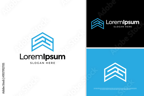 Abstract letter S H House logo design. Business real estate logo design template