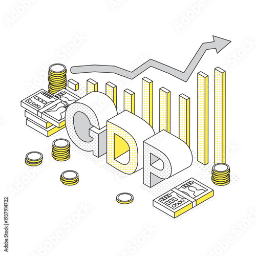 GDP（国内総生産）を表すビジネスイラスト