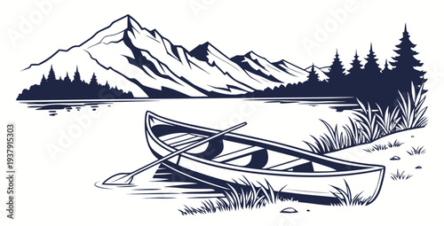 A picturesque view of a mountain range with a winding river below Vector