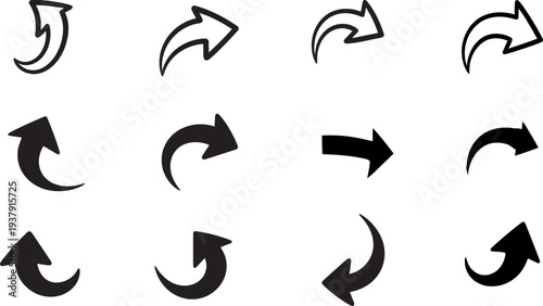Bold Curved Arrows Direction Navigation Vector Set