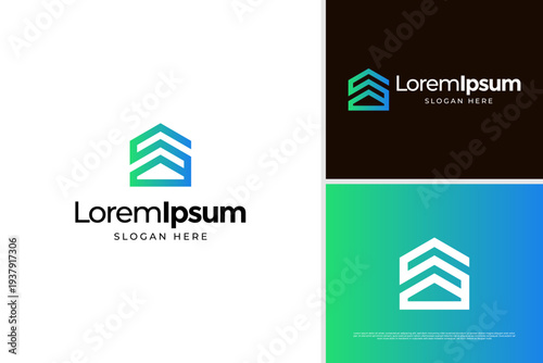 Abstract letter S H House logo design. Business real estate logo design template
