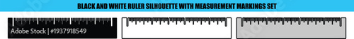 Black and white ruler silhouettes with measurement markings