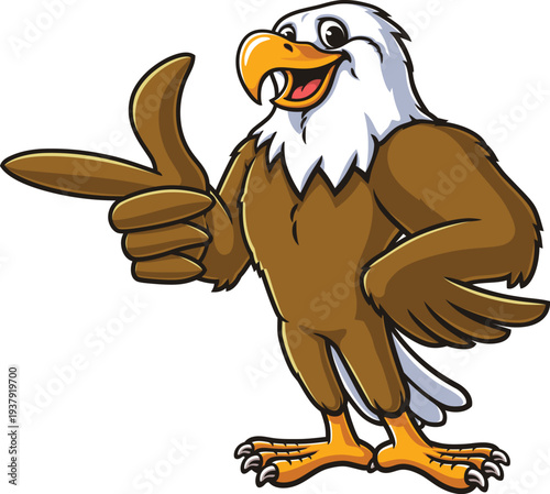 Eagle mascot cartoon with an idea