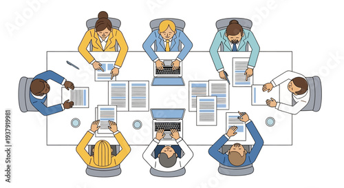 Office Meeting with Colleagues Working Together.