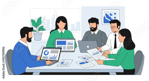 Business Professionals Discussing Project Around Table.