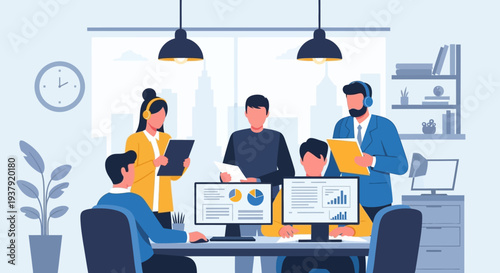 Team Collaboration Office Workspace Meeting Scene.