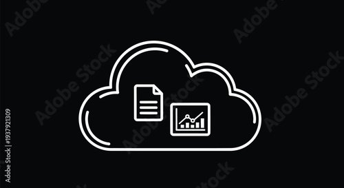 Cloud computing data storage and analytics icon