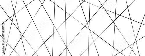 Straight chaotic random lines background. Intersecting black lines on a white background