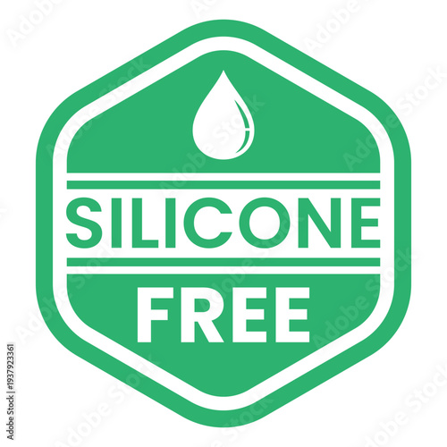 Green Silicone Free isolated hexagonal stamp sticker with Drop icon vector illustration