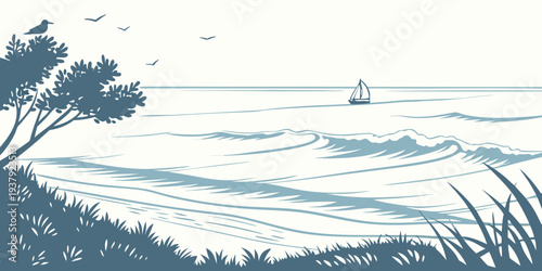 A serene landscape of snow-covered mountains under a cloudy sky Vector